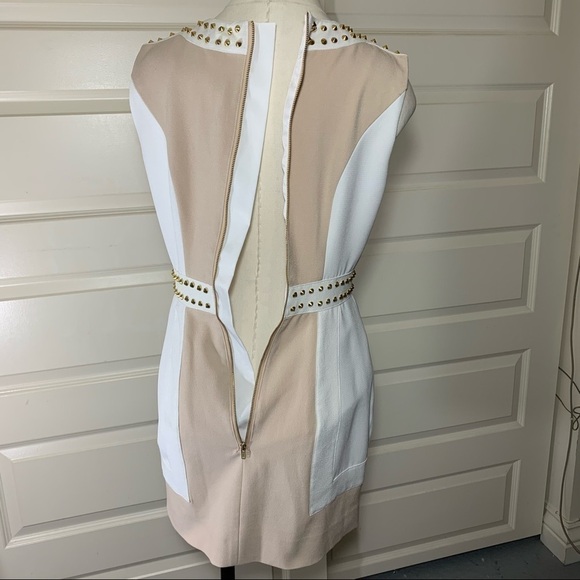 Finders Keepers One More Try Feminin Gold Studded Short Dress White Blush Sz M - Picture 7 of 14